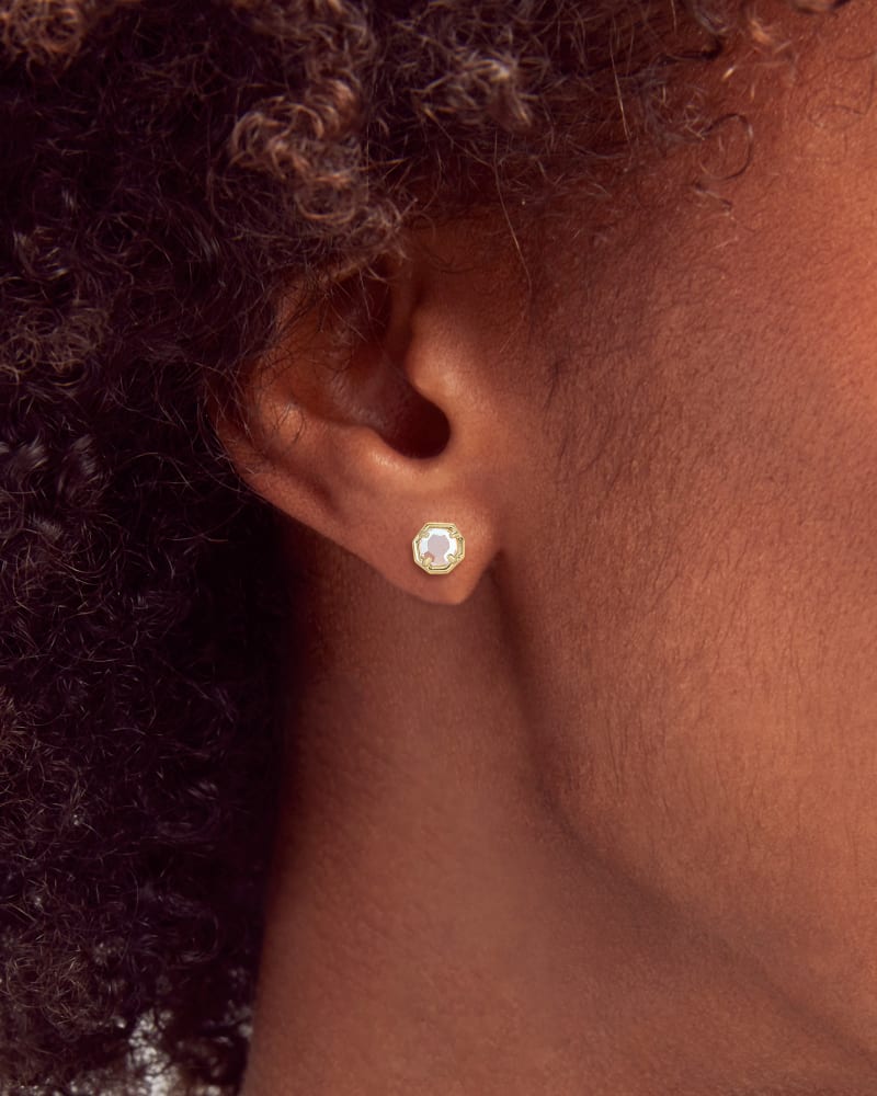 Nola Gold Stud Earrings in Dichroic Glass image number 1